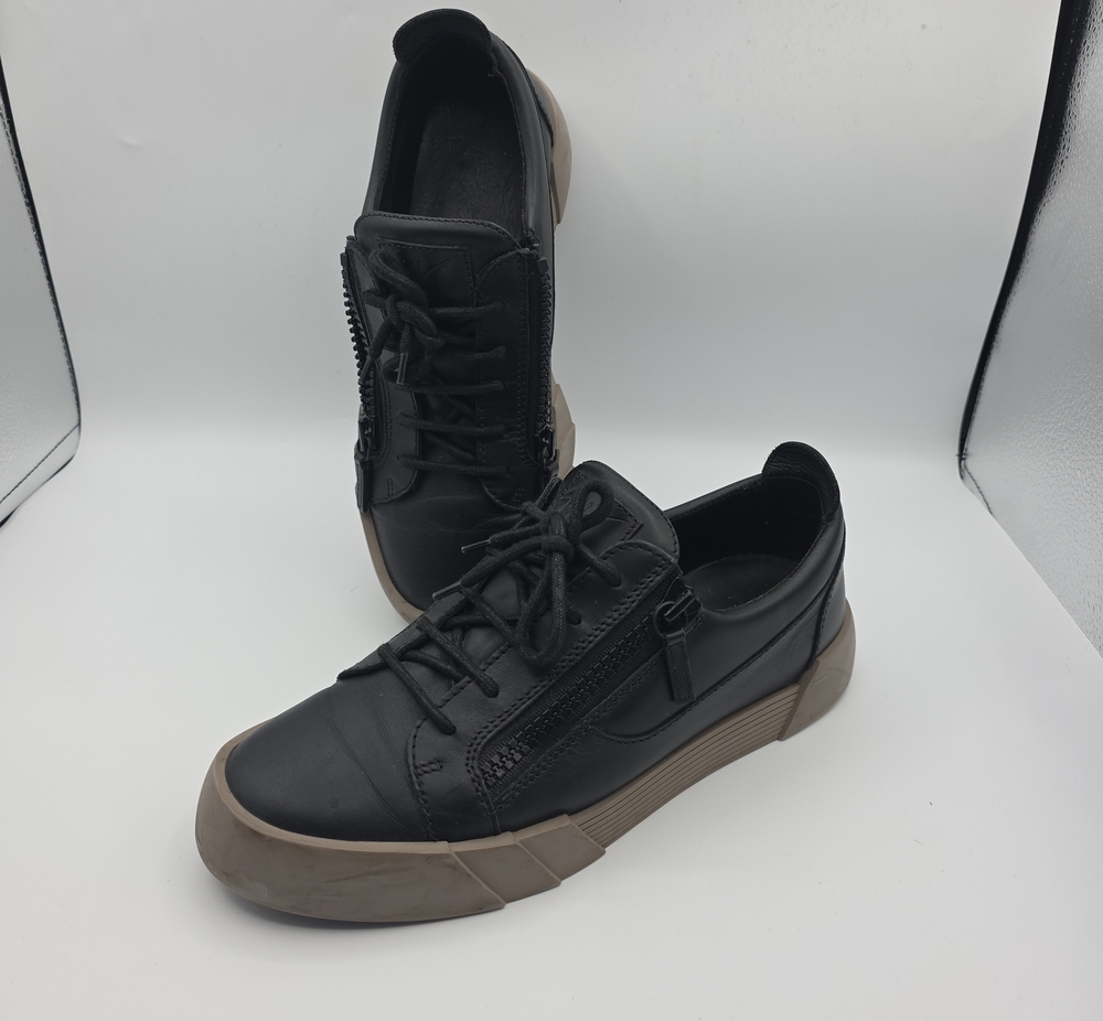 Men's Black Casual Sneakers with Tan Rubber Sole